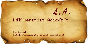 Löwentritt Acicét névjegykártya